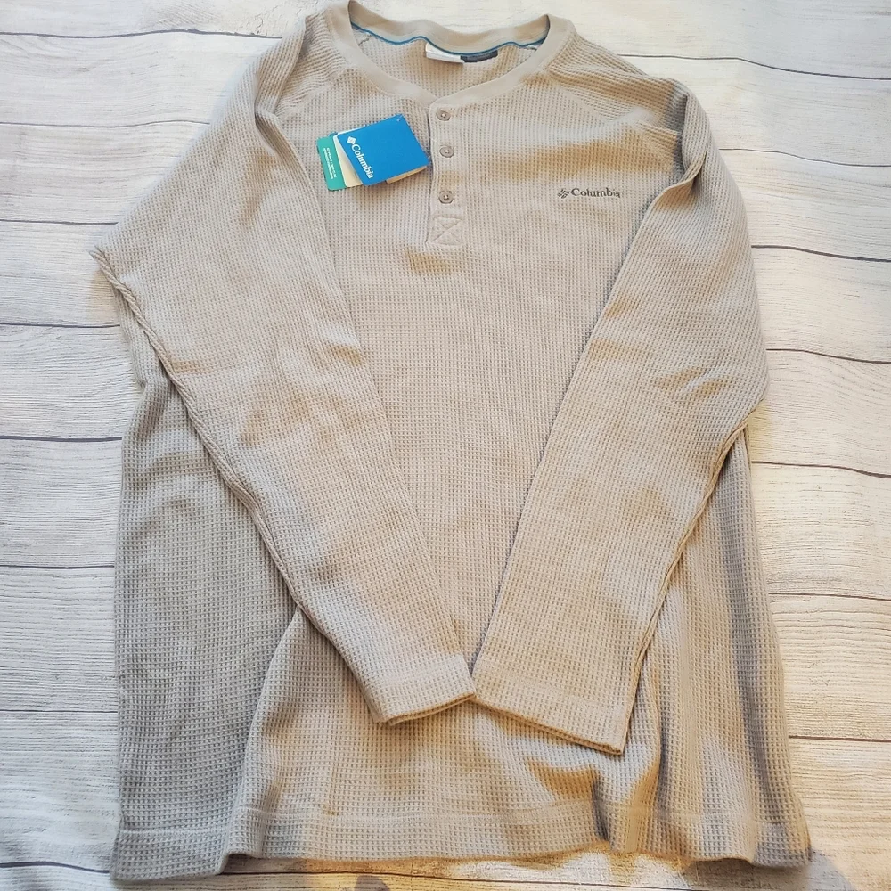 NWT Columbia crew neck long sleeve tan waffle shirt.  Size XXL. - Picture 6 of 7